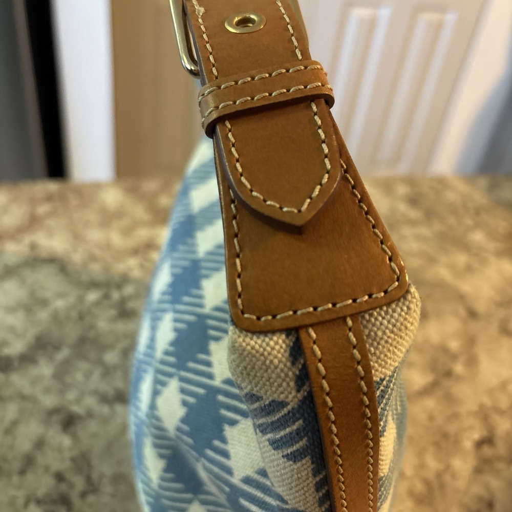 Vintage Y2K DOONEY & BOURKE Houndstooth Checkered Blue White Hobo Bag Purse VGUC - Picture 9 of 16